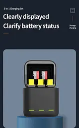 Зарядний пристрій Telesin 3 Slots Battery Charger + 2 акумулятори для Hero 9/10/11 GP-BNC-901 [76675] - мініатюра 4