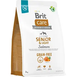 Сухий беззерновий корм для старіючих собак Brit Care Dog Grain-free Senior&Light, з лососем, 3 кг