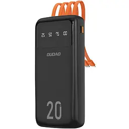 Універсальна мобільна батарея Dudao 20000mAh K6Pro+ 10W USB-A,USB-C In/Out,with USB-C/Lightning/MicroUSB/USB-A cables Чорний