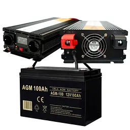 Аварійний комплект Volt Polska 4SUN MAXX SINUS 2000 W 12/230V 1000/2000W + VOLT AGM VRLA 100Ah 12V