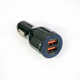 Автомобільний зарядний адаптер SY681, 2 порти USB, швидка зарядка QC3.0, струм 3.1А, з підсвіткою, чорний - мініатюра 7