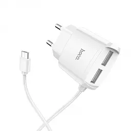 Зарядний пристрій HOCO C59A Mega joy з вбудованим кабелем micro USB Білий - мініатюра 2