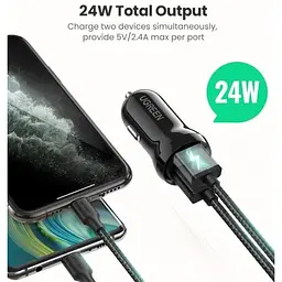 Автомобільний зарядний пристрій Ugreen ED018 24W 2xUSB Charger чорний - мініатюра 5