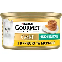 Вологий корм для кішок Purina Gourmet Gold. Ніжні биточки з куркою і морквою 85 г (7613035442207) - мініатюра 2