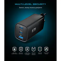 Зарядний пристрій Armorstandart 2xUSB-C + 1xUSB 67 Вт GaN чорний (ARM88384) - мініатюра 9
