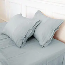 Комплект постільної білизни MirSon Natural Linen Caspian льон полуторний сіро-блакитний (2200008248222) - мініатюра 6