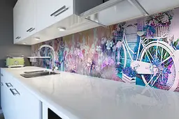 Кухонний фартух Польові квіти Велосипед вінілова наклейка ПВХ поле Рожевий 60х200 см Happy Pocket Z180735 - мініатюра 6