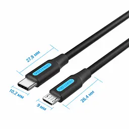 Кабель Vention COVBD USB-C - Micro-USB 0,5 м чорний (COVBD) - мініатюра 2
