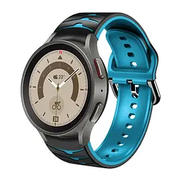 Ремінець для Samsung Galaxy Watch 4 44mm - чорно-синій ширина кріплення 20мм силікон Watchbands Scales (W35-4WB10289017) - мініатюра 2