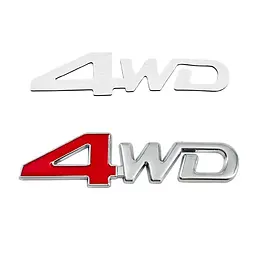 Емблема напис 4WD хром+червоний 127×32мм метал (на скотчі) - мініатюра 2