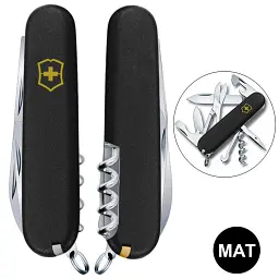 Ніж Victorinox Climber Mat 91 мм 14 функцій чорний матовий жовтий лого