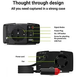 Автомобільний інвертор Green Cell 12V на 230V 150W/300W (INV06) - мініатюра 3