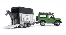 Джип Bruder Land Rover Defender з причепом для перевезення коней (02592) - мініатюра 2