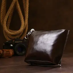 Невелика шкіряна косметичка Shvigel 16414 коричнева - мініатюра 7