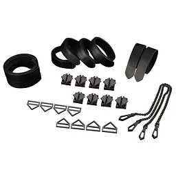 Набір для бондажу LOCKINK 8-Bondage-Straps Restraint Set, чорний 8 ременів з натуральної шкіри - мініатюра 7
