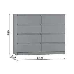 Комод в спальню MebelStar Нео 8Ш 120x43x98 см Дуб тахо (MBS-1091) - мініатюра 4