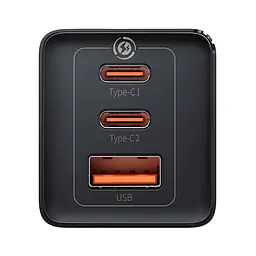 Зарядний пристрій Baseus 2xUSB-C 65 Вт + 1xUSB GaN + кабель USB-C — USB-C 100 Вт 1.0 м чорний (CCGP120201) - мініатюра 6