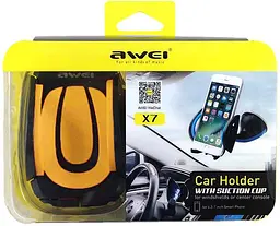 Автотримач AWEI X7 Car Mobile Holder With Suction Cup Black/Yellow
