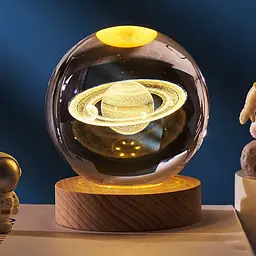 Декоративний 3D нічник Кришталева Куля 8 см · Настільна лампа - світильник з 3D ефектом Галлактика - мініатюра 2