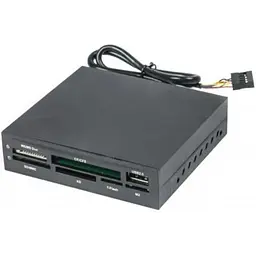 Кардрідер 3.5" Gembird, чорний, SD / microSD / xD / MS / M2 / CF / USB 2.0 (FDI2-ALLIN1-02-B)