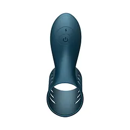 Насадка на пеніс B - Series Fox Foxshow Wibrator Silicone Ring 11 см синій - мініатюра 3