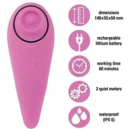 Пульсатор для клітора плюс вібратор FeelzToys FemmeGasm Tapping & Tickling Vibrator Pink - мініатюра 4
