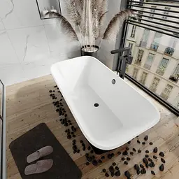 Ванна окремостояча глянцева Amidicon Atlant 160x75 чорна з литого каменю ATLANT_160_BLACK_HL, Чорний - мініатюра 3