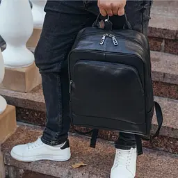 Чоловічий рюкзак шкіряний міський для ноутбука чорний Tiding Bag B2-884371A - мініатюра 5