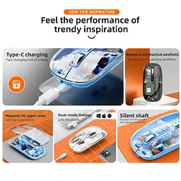 Комп'ютерна миша T-WOLF X11 беспроводная бесшумная с аккумулятором 2,4G+Bluetooth Blue - мініатюра 5