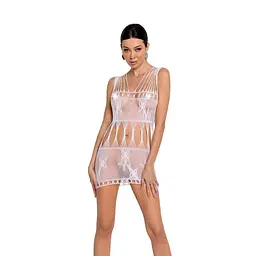 Бодистокинг мереживний з малюнком метеликів Passion BS090 white, one size