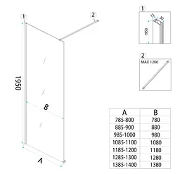 Душова стінка Rea Flexi 130x195 grey black KPL-K99181 - мініатюра 5