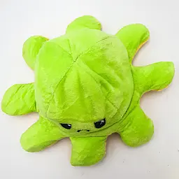 М'яка іграшка Восьминіг перевертень двосторонній веселий сумний Mood Octopus 20 см UKC зелено/жовтий - мініатюра 5
