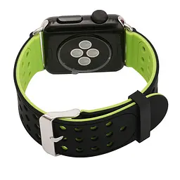 Подвійний ремінець Primo з перфорацією для Apple Watch 42 мм, 44 мм, 45 мм Black Green - мініатюра 2