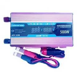 Інвертор напруги Carmaer Power Inverter 025 модифікована синусоїда Red 1 розетка 1 USB екран c 12V на 220V 500W (11066) - мініатюра 4