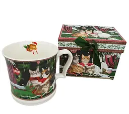 Чашка новорічна BonaDi R33357 Різдвяні коти фарфор у подарунковій коробці 420мл - мініатюра 2