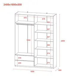 Розпашна Шафа для одягу Doros Лукас Канноло/Канноло 180х50х240 (44900367) - мініатюра 9