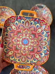 Салатник кераміка з ручками 23x18.5x4 см Мальований жовтий - мініатюра 2