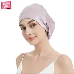 Шовкова нічна шапочка MaryuPHair для збереження зачіски (блідо-рожевий)