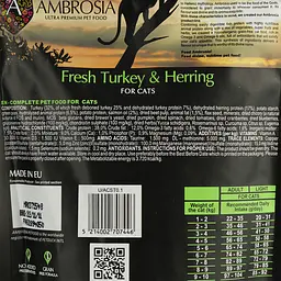 Набір: Сухий корм Ambrosia Grain Free для стерилізованих котів з лососем та куркою 100 г + Сухий корм Ambrosia Grain Free для стерилізованих котів з індичкою та оселедцем 100 г + Сухий корм Ambrosia Grain Free для котів з фореллю та кроликом 100 г - мініатюра 13