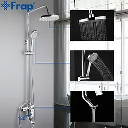 Душова система з верхнім душем Frap F2418, вилив, лійка 4 режими, хром - мініатюра 2