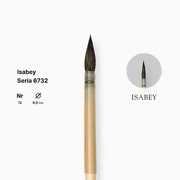 Пензель білка кругла натуральна Isabey, №12, перо, коротка ручка - мініатюра 2