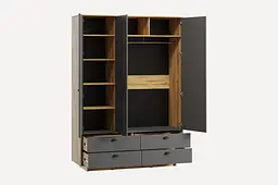 Шафа Moreli Kuba FK-0006 з ящиками полицями та штангою для одягу 1500х2100х500 мм Дуб Аппалачі/Антрацит