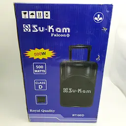 Акустична система акумуляторна колонка 10" з мікрофоном радіо Su-Kam BT100D 500 Вт чорна - мініатюра 8