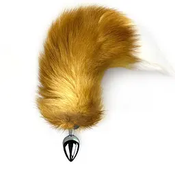 Металлическая анальная пробка с хвостом из натурального меха Art of Sex Red fox, M