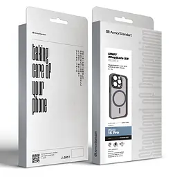 Чехол для Apple iPhone 15 Pro, Unit MagSafe SE, серый, с защитой камеры, магсейф, противоударный, магнитный, панель-накладка с MagSafe, с поддержкой беспроводной зарядки, TPU+PC, защита всего корпуса, ударопрочный, ArmorStandart (ARM75380) - мініатюра 5