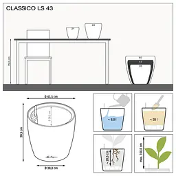 Вазон Lechuza Classico Premium LS, 28 л, білий (16080) - мініатюра 4