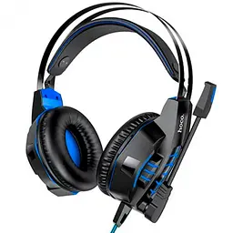Ігрові накладні навушники Hoco W102 Cool, USB, 3.5mm, 2m, Синій - мініатюра 2