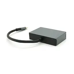 Хаб Voltronic Type-C(папа) алюмінієвий, HDMI(мама)+VGA(мама), 23cm, Silver - мініатюра 3