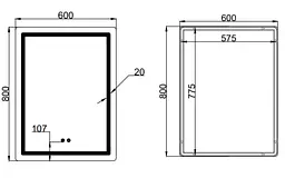Дзеркало Qtap Mideya (MI2) прямокутне з LED-підсвічуванням Touch QT2078F6080 - мініатюра 2