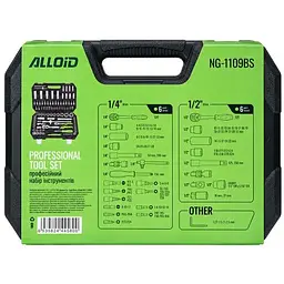 Hабір інструменту Alloid Base 1/2" і 1/4" 6-гранний 109 предметів (NG-1109BS) - мініатюра 3
